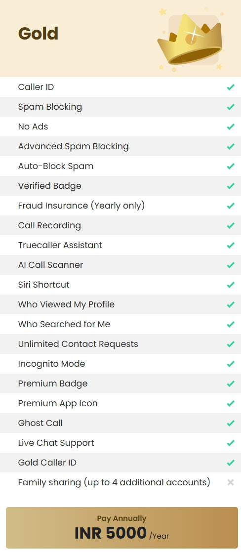 Truecaller Gold Membership - On Ur Number